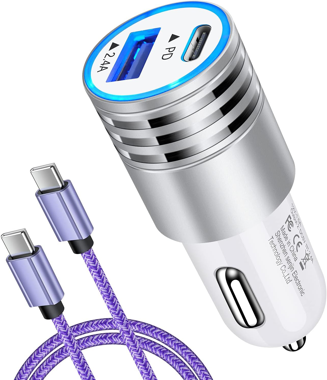 USB C Car Charger Fast Charging C Cord for Samsung Galaxy S23 A14 S22 S21 Ultra/S21+/S20 Fe/Note 20 S10E S9 A01 A71 A72 A52 A32,LG V60 K51 V50 V40 V30,Oneplus 9 Pro 8 8T 7,30W Phone Automobile Adapter